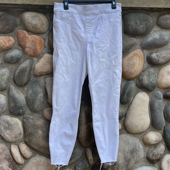 SPANX White Distressed Skinny Jean Jeggings Large - Picture 1 of 12